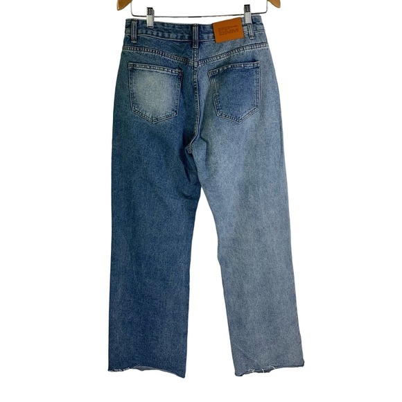 PRINCESS POLLY Trader Two Tone Wide Leg High Rise Frayed Denim Jeans NWT NFR - Picture 9 of 16